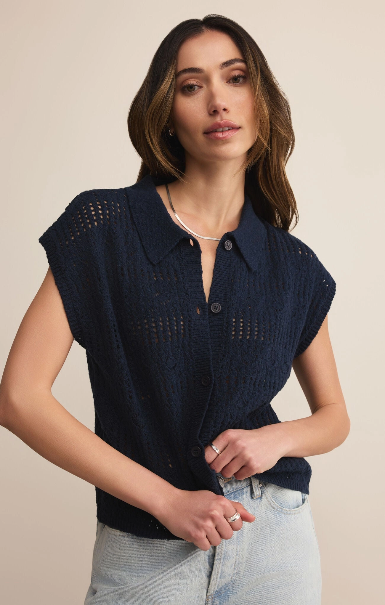 WaterRepellent Finish Z Supply Kinsley Sweater Top in Eclipse