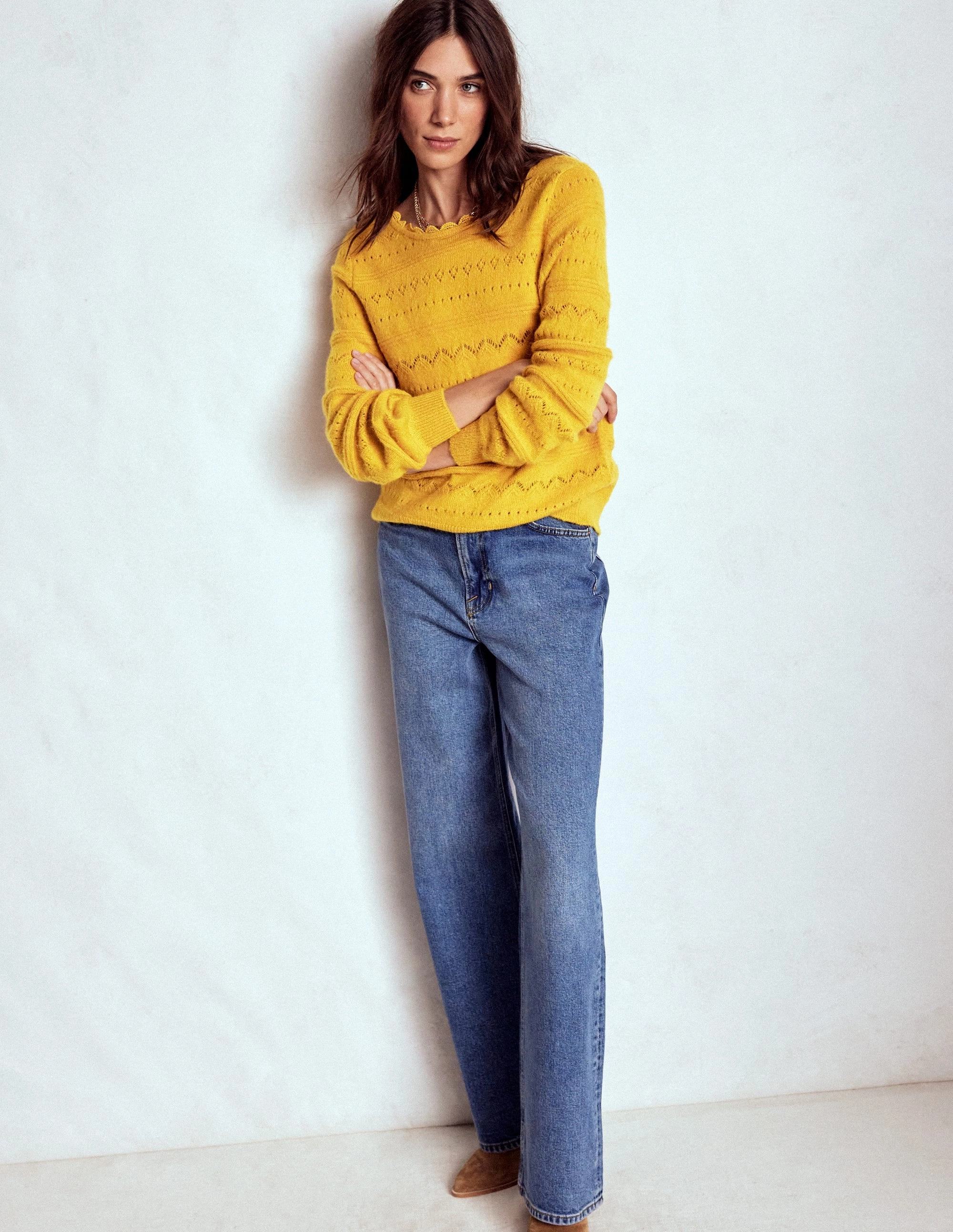 Leticia Lace Trim Jumper-Golden Rye Recycled Polyester Yarn