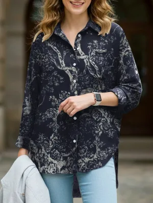 Digital Printed Casual Irregular Shirt BondedShoulderTaping