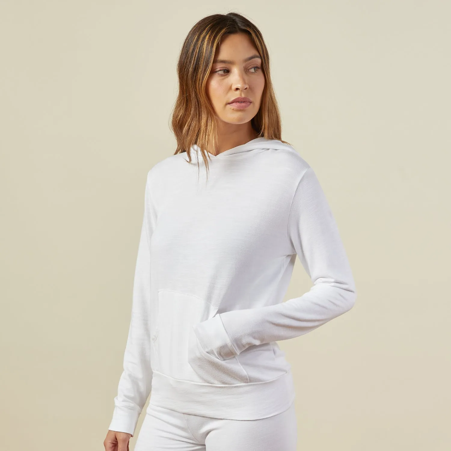 Light Silhouette Gathered Skirt Supersoft Pullover Hoody