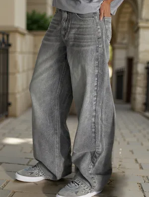 Lightweight Feel Retro high waist loose wide leg pants