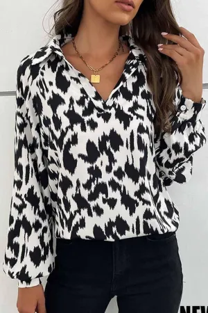 ThermalLining AllPurposeWear RETRO LAPEL LONG SLEEVED PRINTED SHIRT
