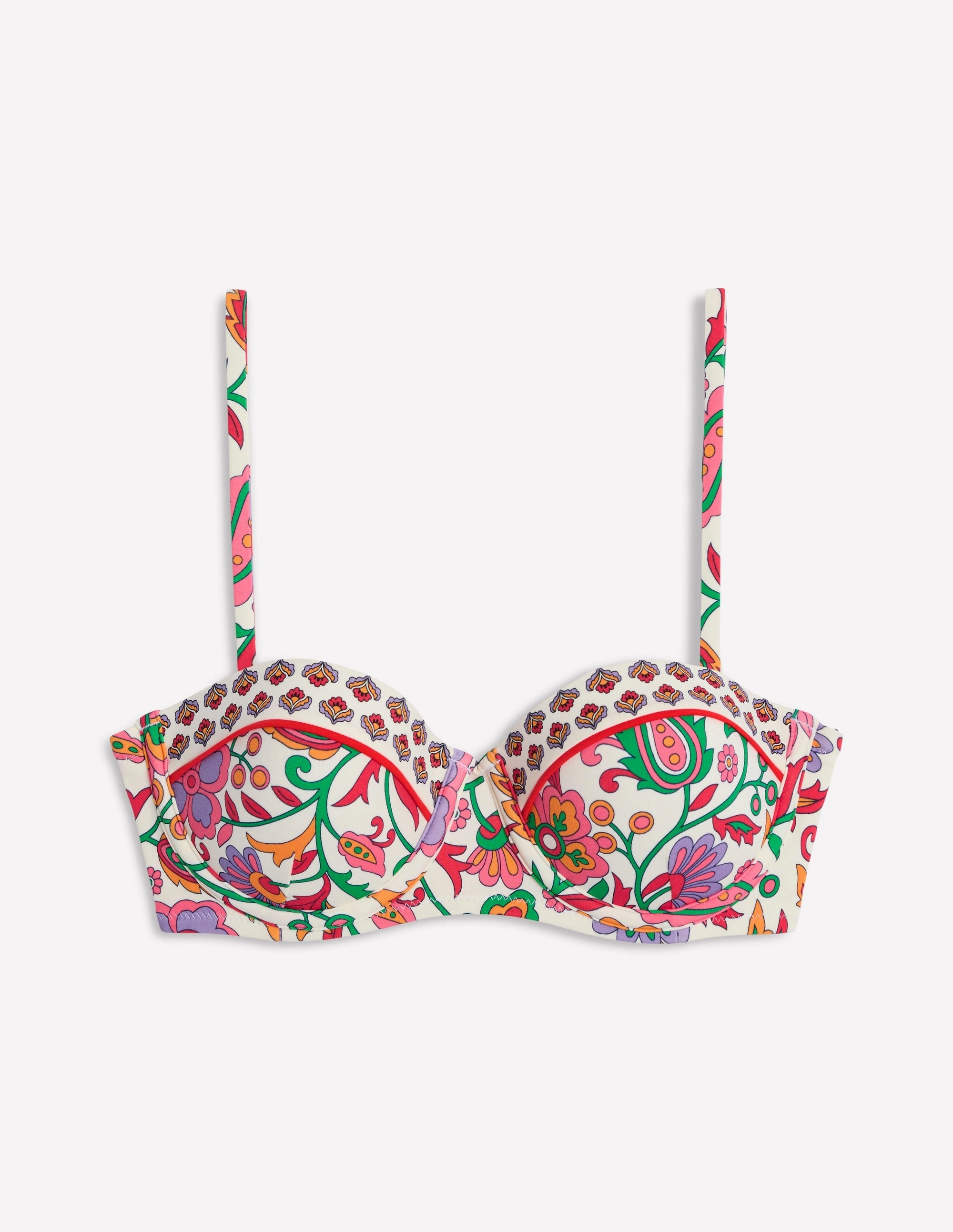 Roll Resistant Waistline Rhodes Cup-Size Bikini Top-Multi, Oriental Paradise