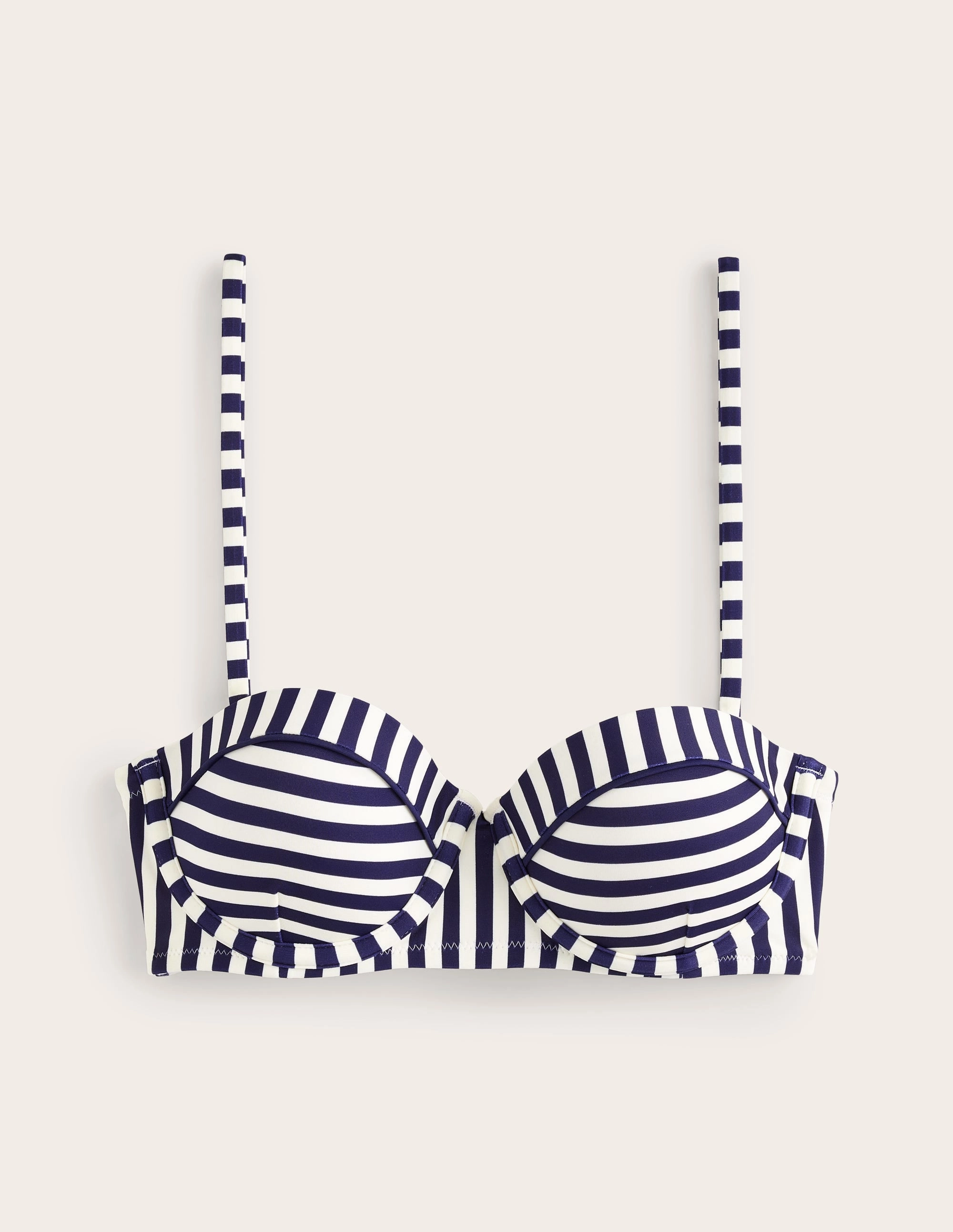 Rhodes Cup-Size Bikini Top-Navy, Ivory Stripe Water Activities