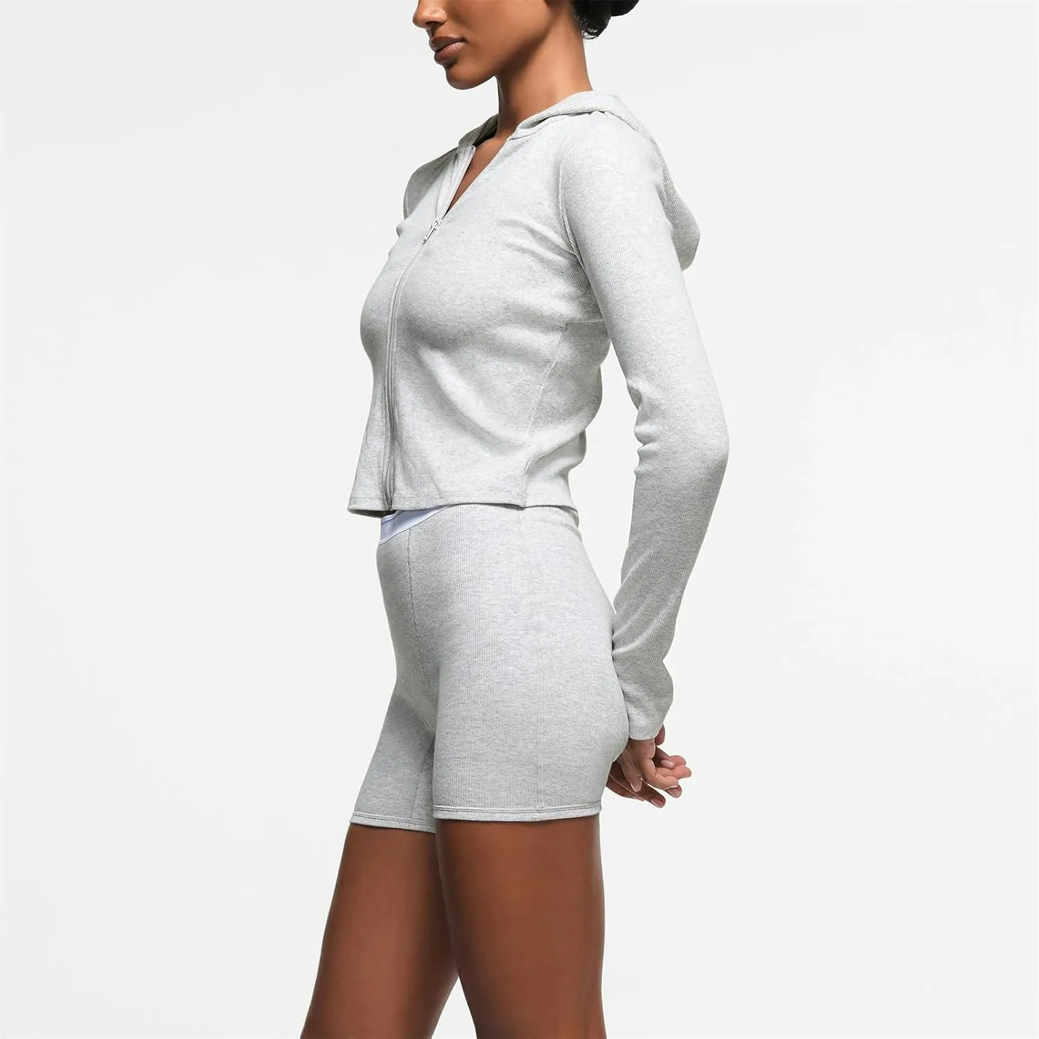 Rib Zip up Hoodie, Womens Zip Up Hoodie Cropped Sweatshirts Fleece Jackets Fitted Sweatshirt Jacket Women