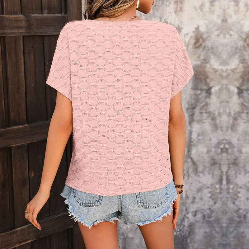 BREATHABLE SOLID COLOR BAT-SLEEVE BLOUSE_CWTBLS0719 UltraSoftLining ArticulatedElbowShaping