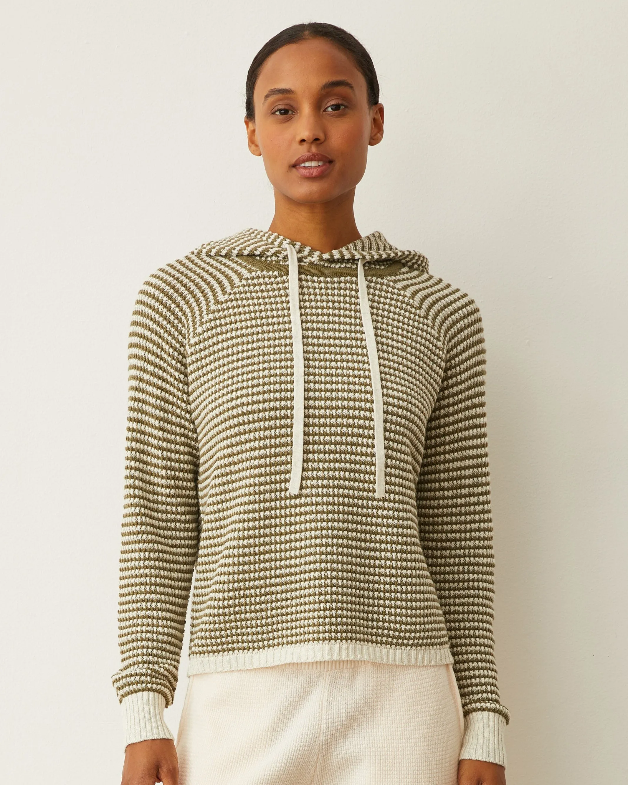 Cozy Balance Warm-Layer Cotton Cashmere Stripe Lounge Hoody