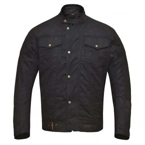 RIDERACT® Waxed Cotton Motorcycle Jacket Black Stellar Waterproof Moto Jacket