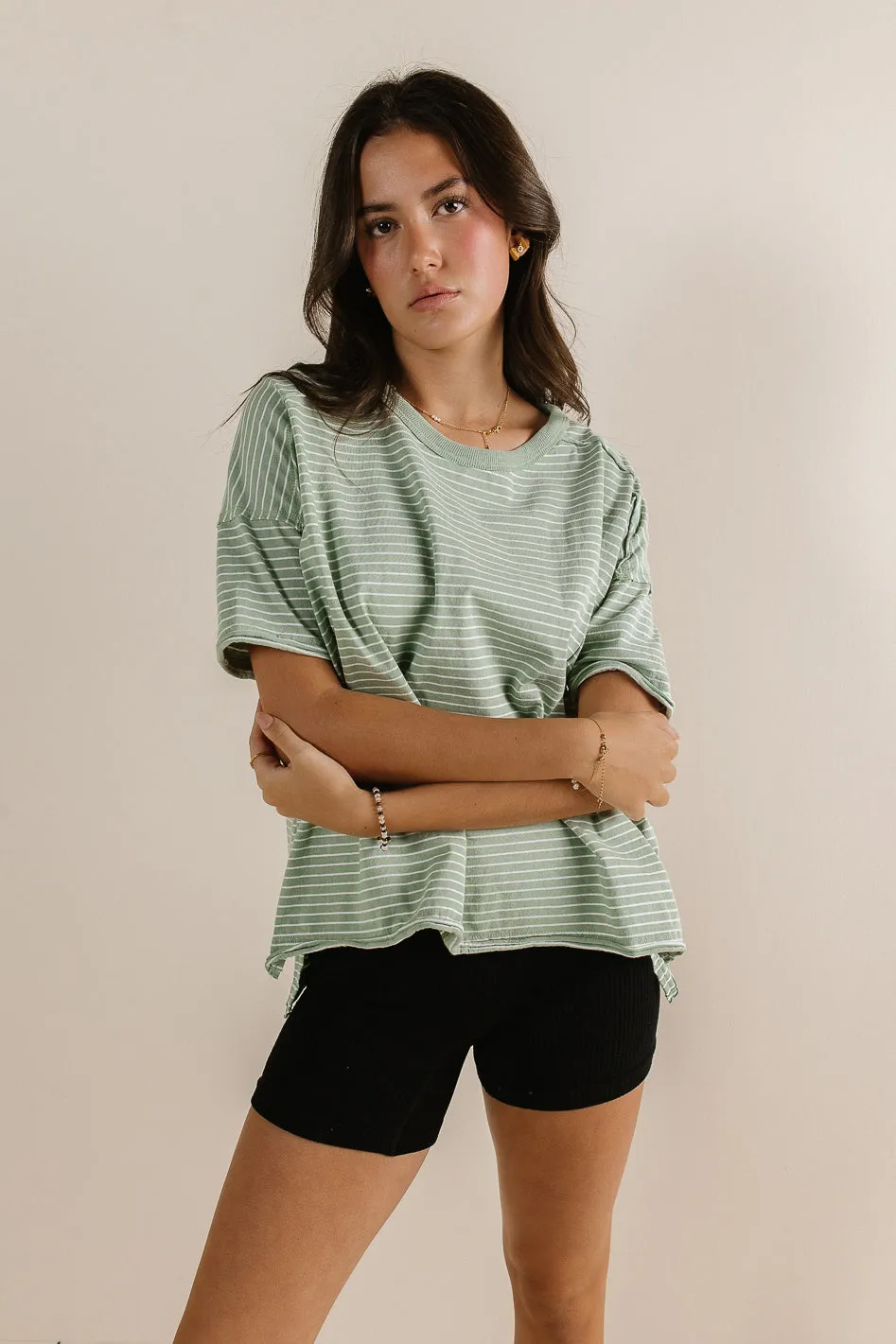 Riley Striped T-Shirt in Sage - FINAL SALE