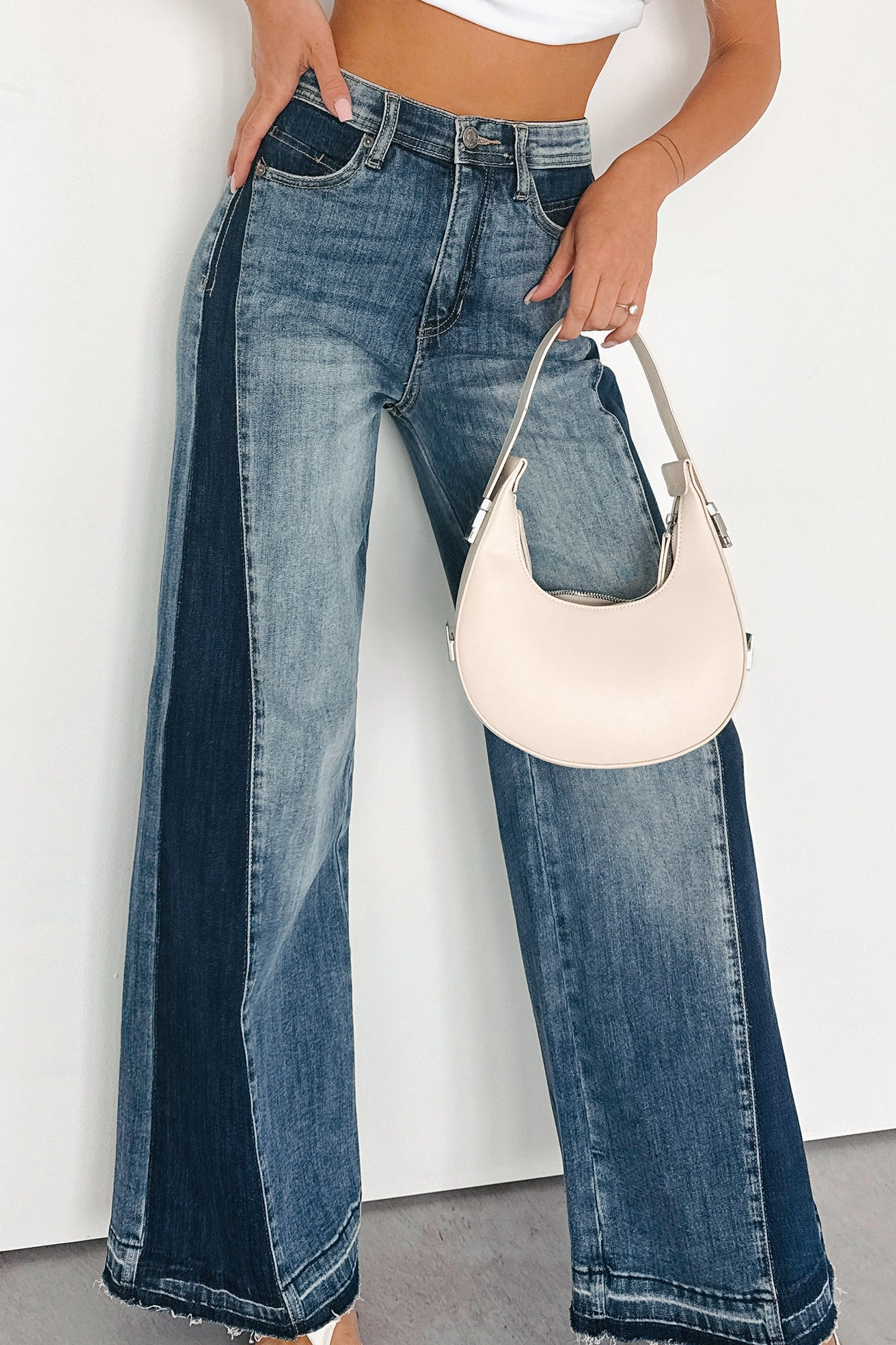 Rina Tummy Control Side Contrast Saige Denim Jeans (Medium) Formal Tank Reinforced Shoulders