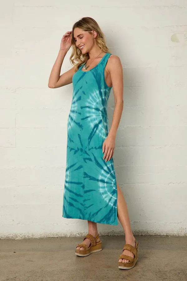 Dreamy Motion Layered Movement River   Sky Napa Midi Dress