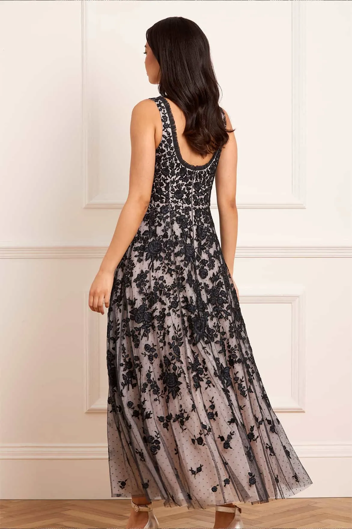 Neutral Tones Rosa Scoop Neck Ankle Gown