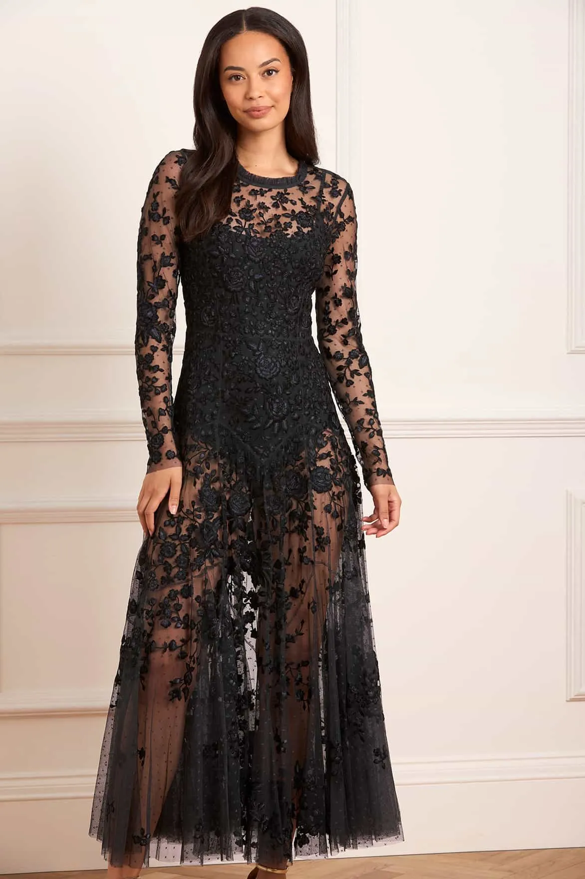 Rosa Sheer Ankle Gown Bright Accent