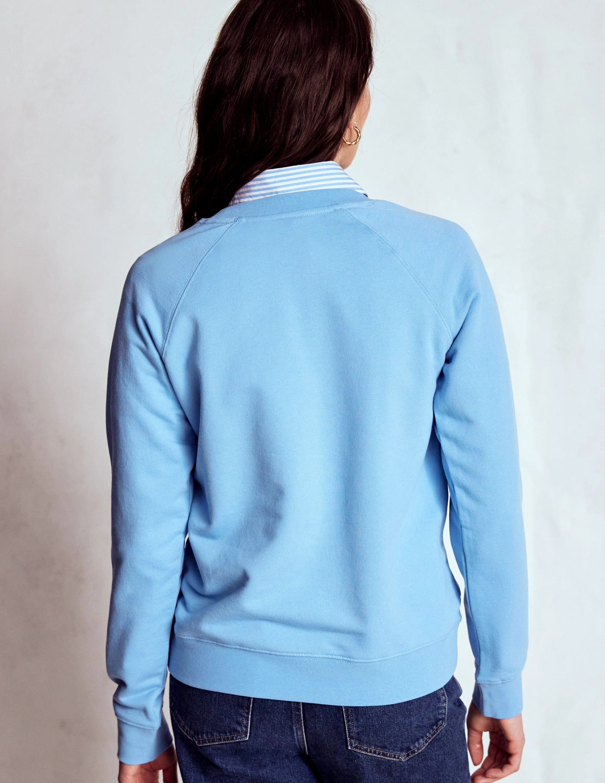 High Stretch Fabric DroppedShoulder Rosa Embroidered Sweatshirt-Grumpy Cat
