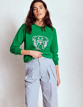 Rosa Embroidered Sweatshirt-Grumpy Dog Printed Blouse AntiPilling