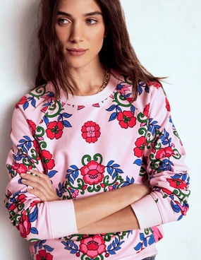 Rosa Printed Sweatshirt-Pink, Ornamental Lattice Tear Resistant