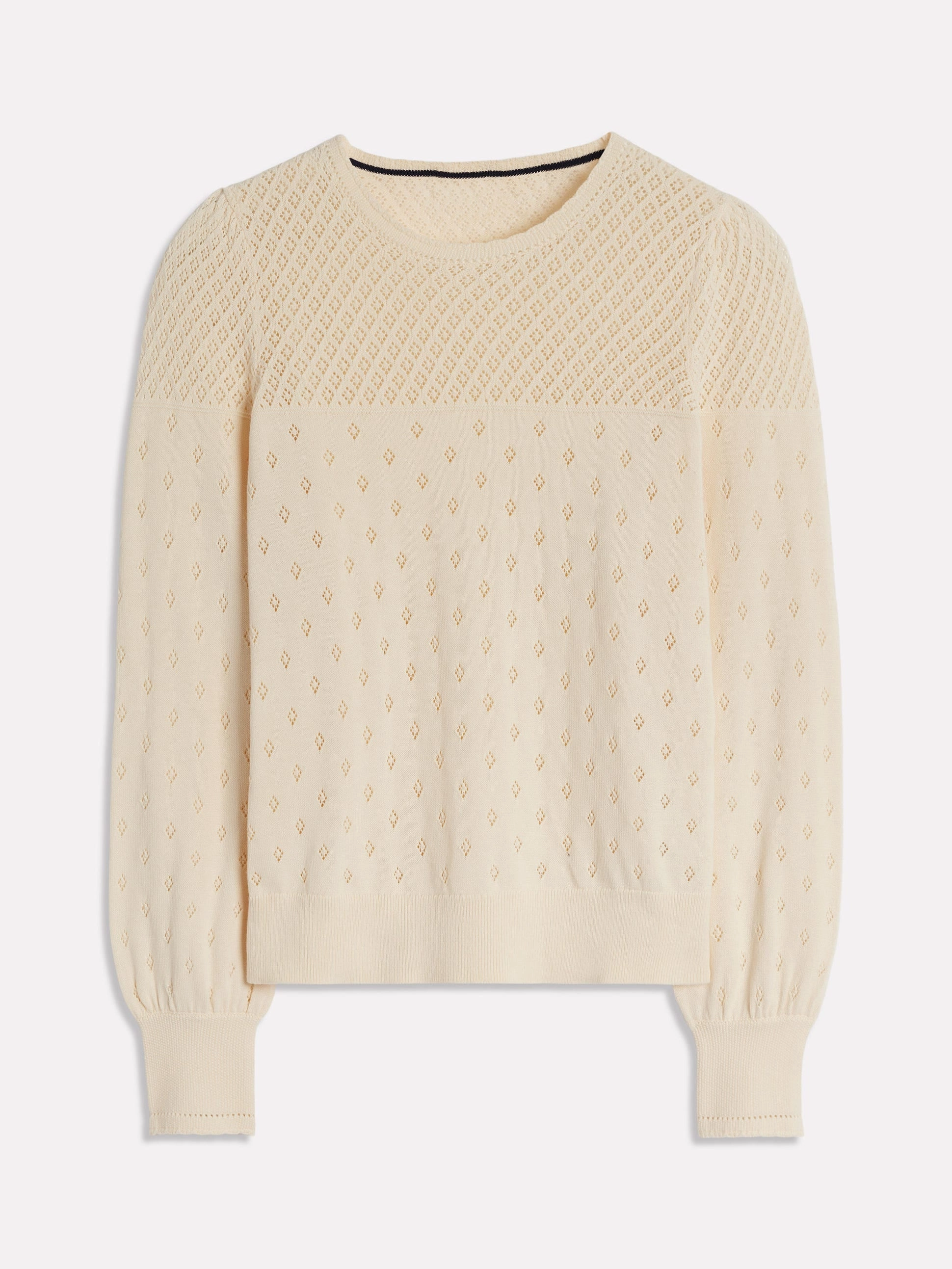 Rosalie Pointelle Jumper-Warm Ivory NonRestrictive Cuff