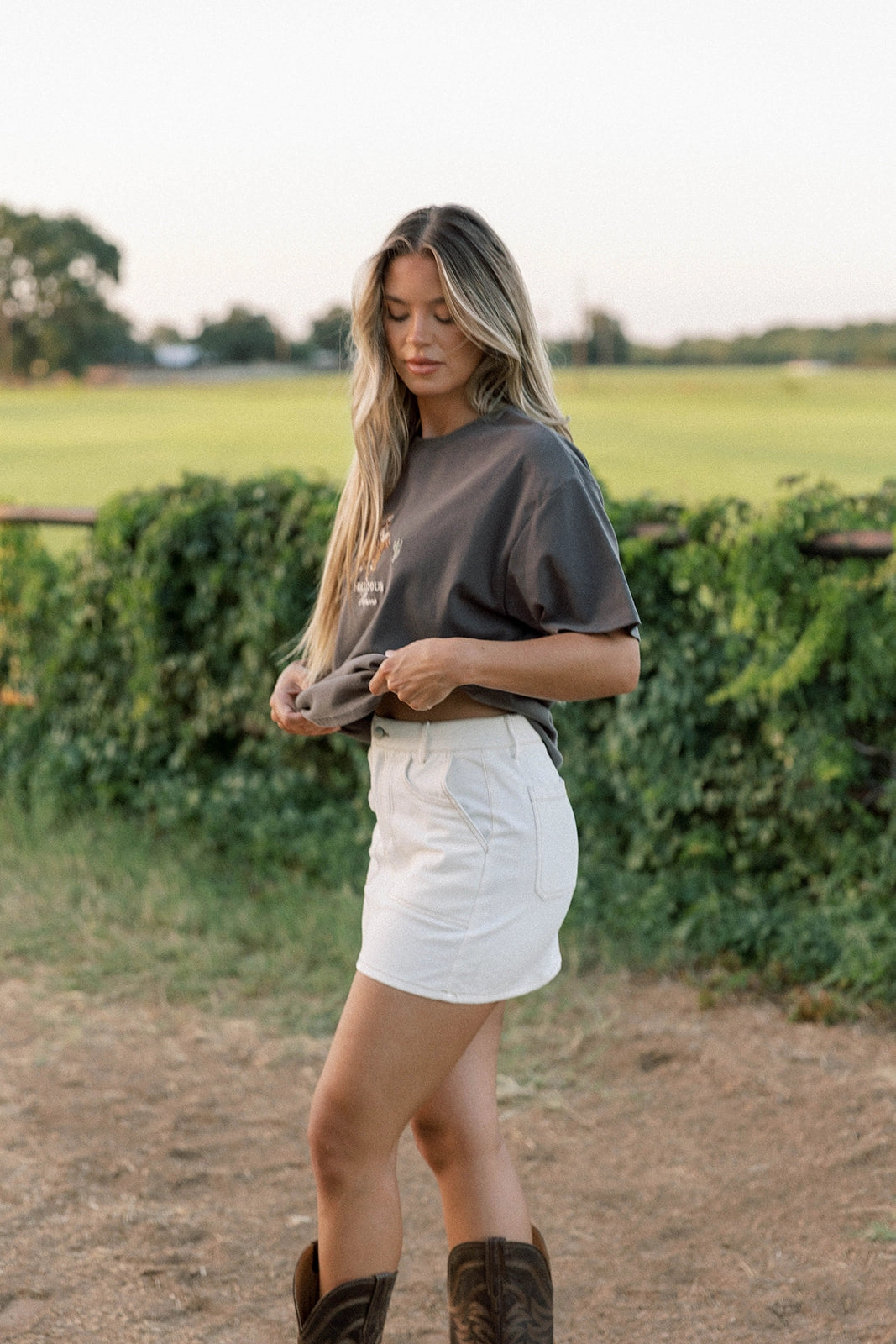 Rosalyn Mini Skirt in Ecru *Final-Sale* Outdoor Ready Fit boots