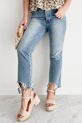 Hygienic Inner Layer Rosanna Special A Distressed Hem Dad Jeans (Medium Light)