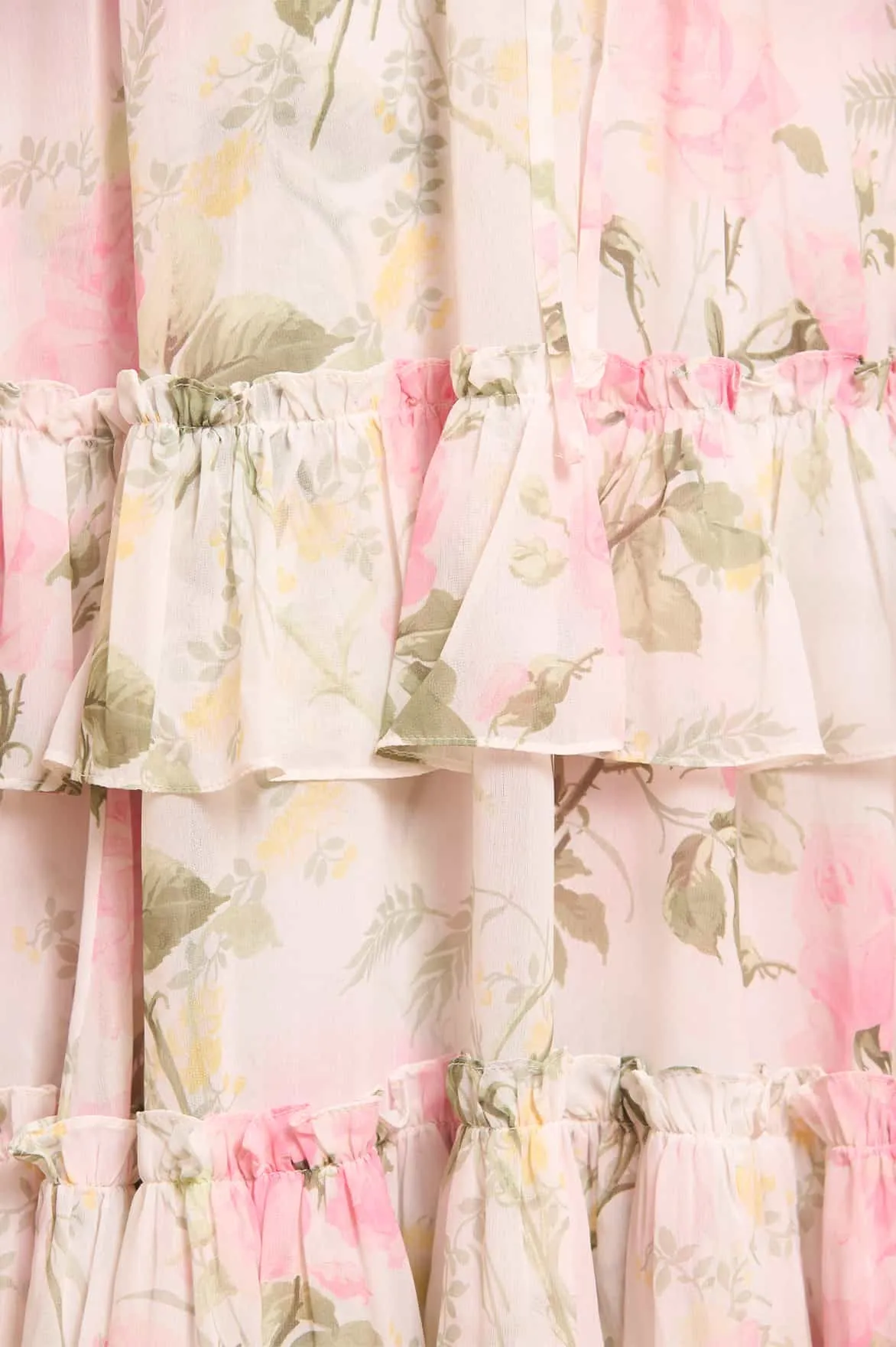 Rose Chiffon Tiered Cape Ankle Gown Fashionable Design Casual and Stylish