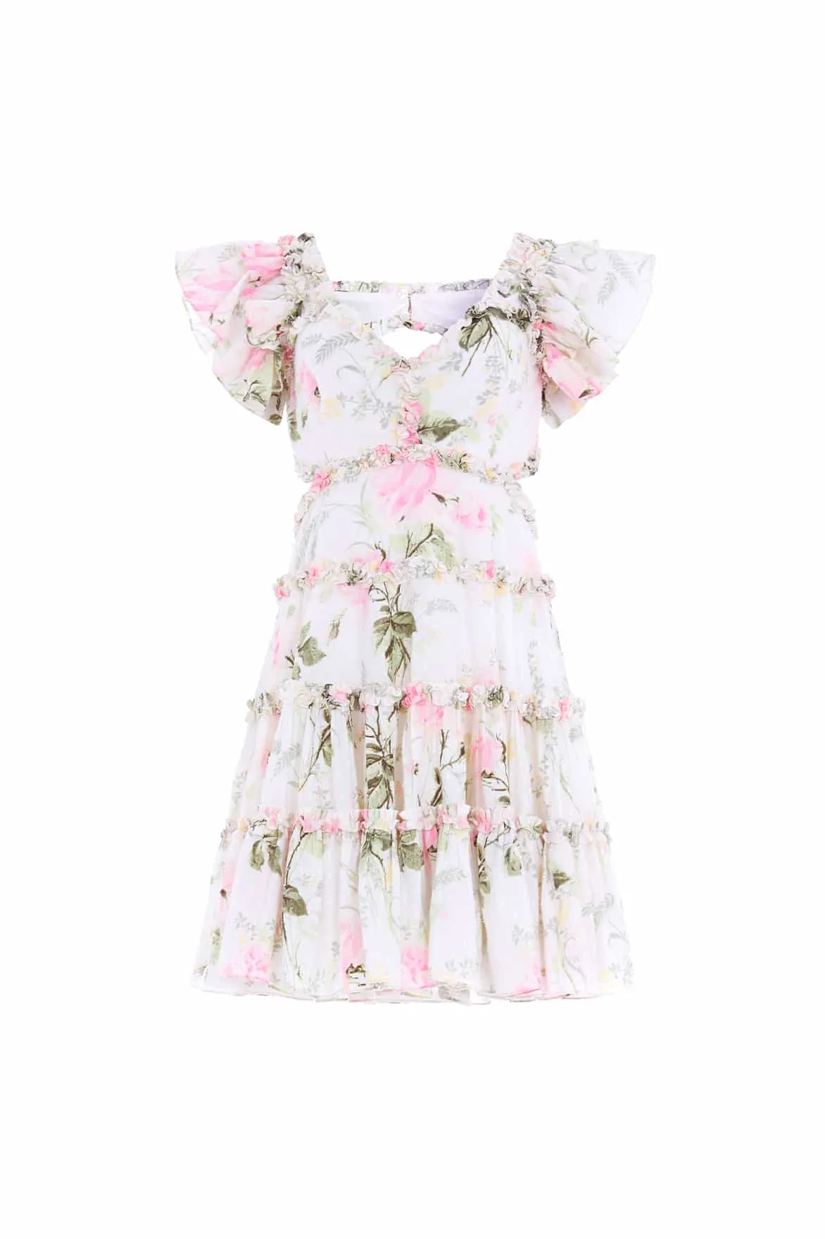 Front Detail Rose Cotton Backless Mini Dress
