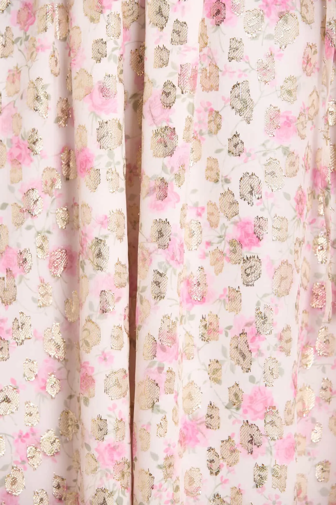 Rose Ditsy Lurex Midaxi Dress Elegant Style