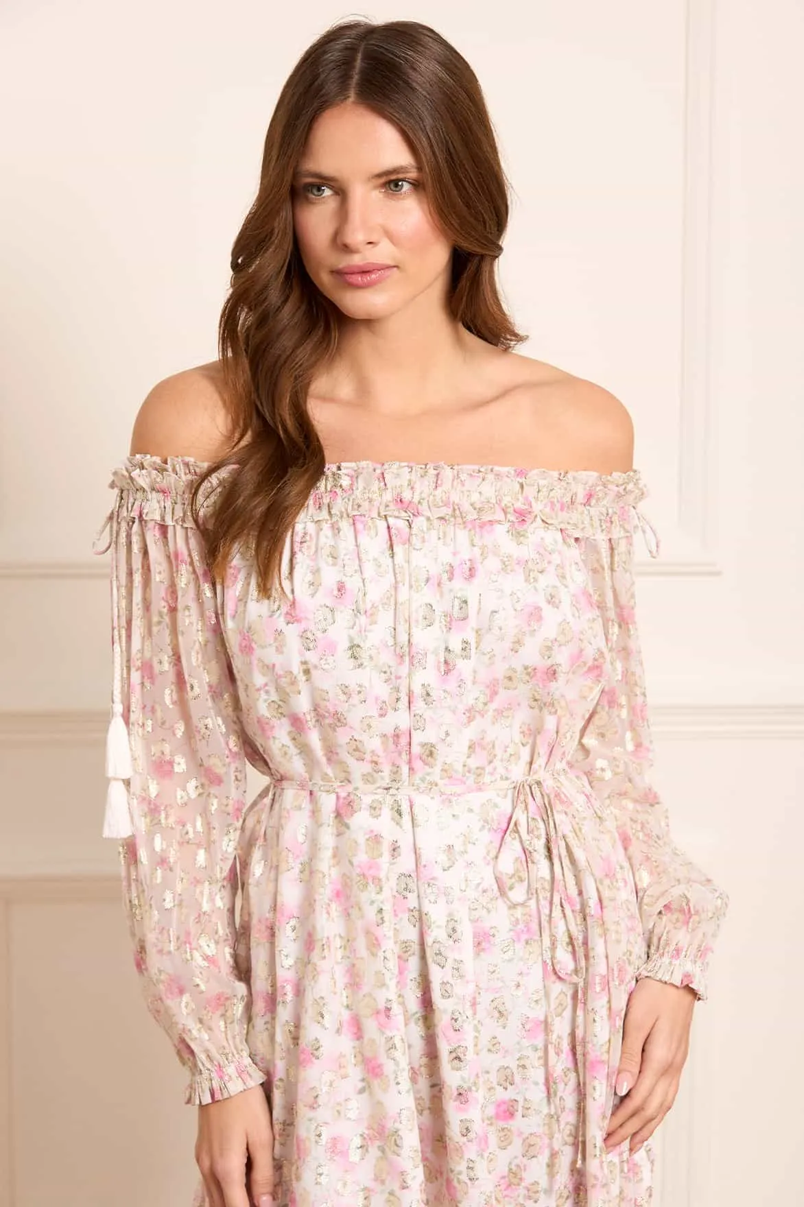 Rose Ditsy Lurex Midaxi Dress Sophisticated Appeal