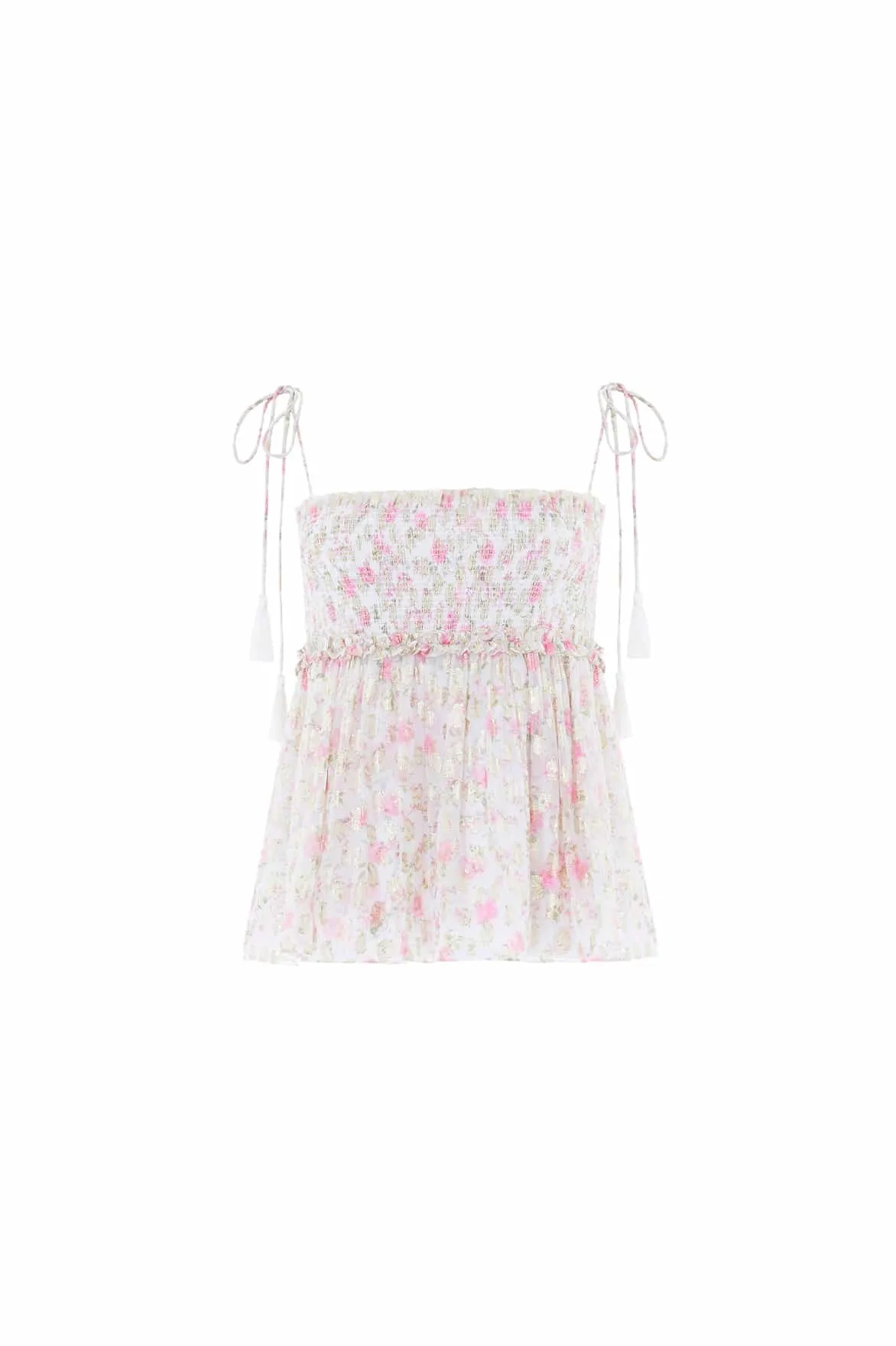 AntiPilling Technology Rose Ditsy Lurex Tie Top