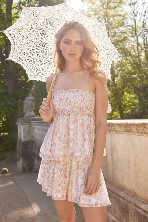 DoubleStitched Hem Rose Ditsy Lurex Tie Top