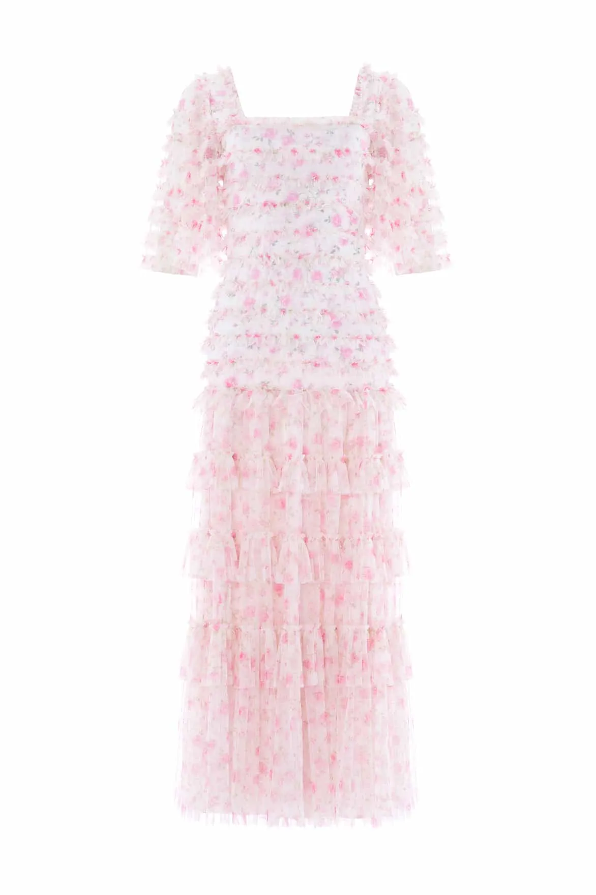 Kind Glow Rose Ditsy Short Sleeve Ankle Gown