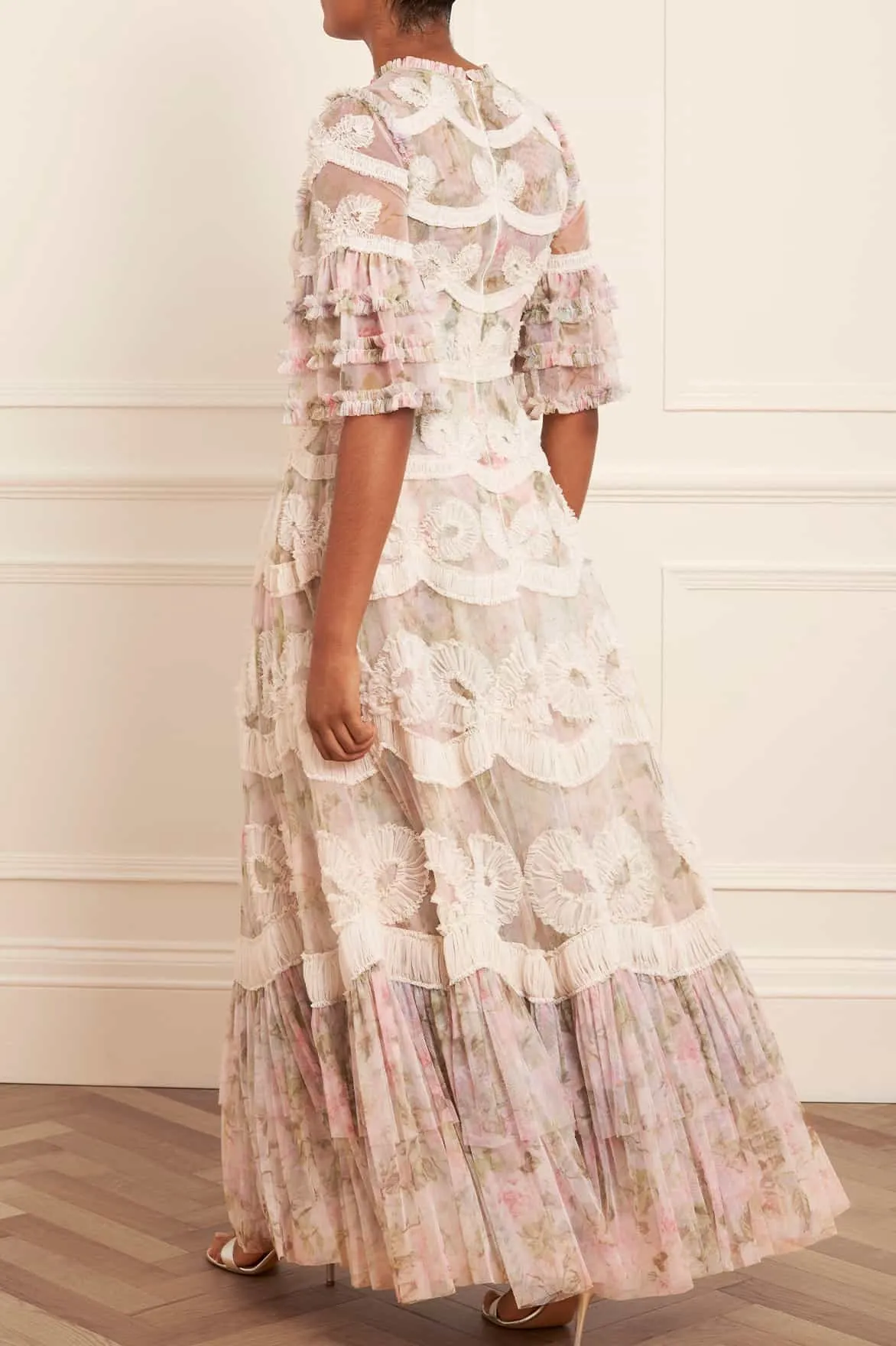 Classic sheath dress Flattering Layers Rose Powder Ingrid Gown