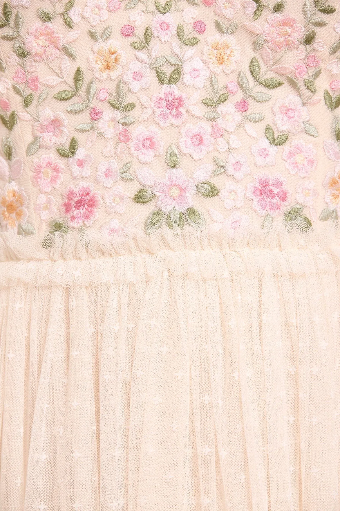 Flower Soft Rosie Lace Bodice Short Sleeve V-Neck Ballerina Dress
