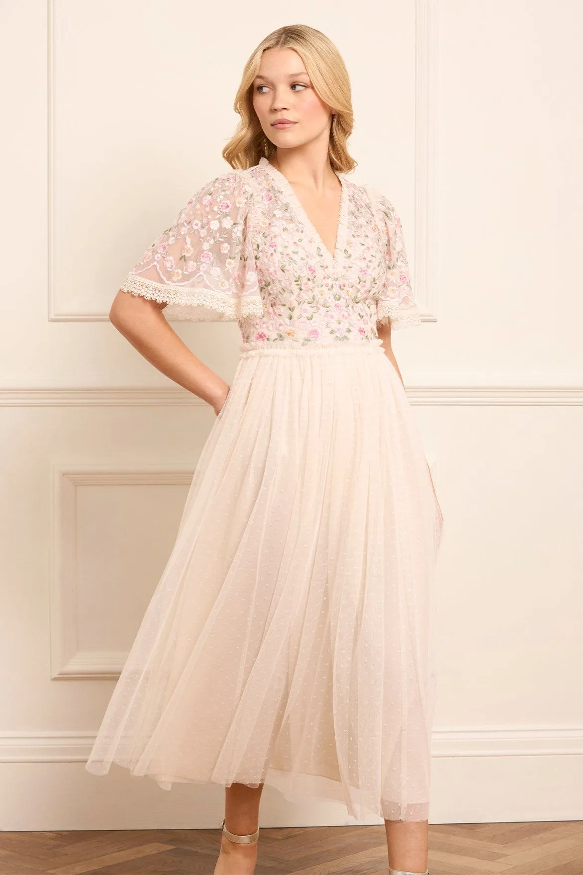 Rosie Lace Bodice Short Sleeve V-Neck Ballerina Dress Live Soft Artistic Edge