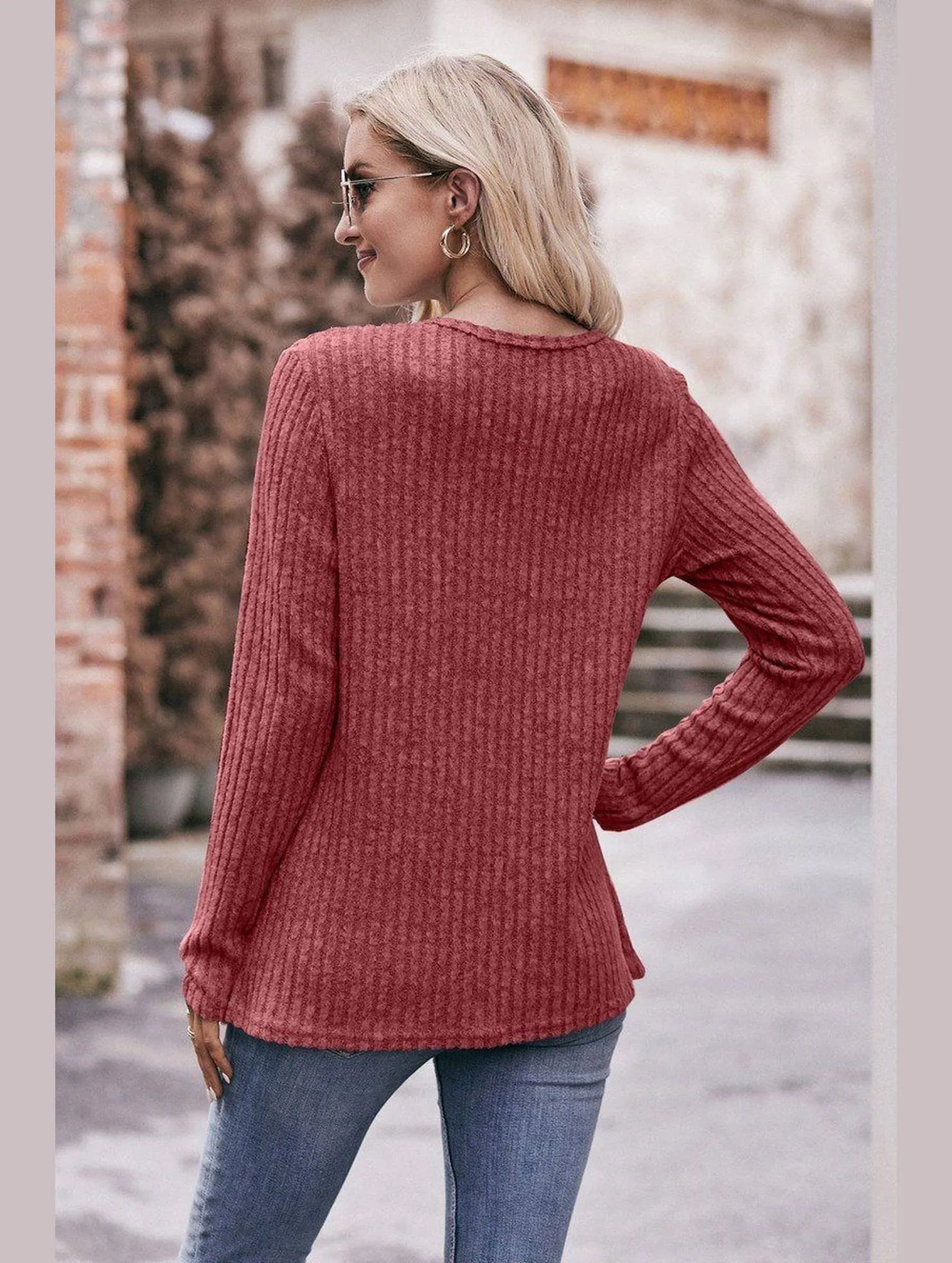 ROUND NECK BUTTON FITTING CORDUROY PULLOVER Cozy Sweatshirt