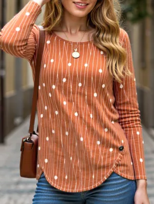 Round neck long sleeve loose pullover shirt LayeredDurability