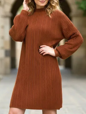 Round neck long sleeve versatile dress Subtle Motion
