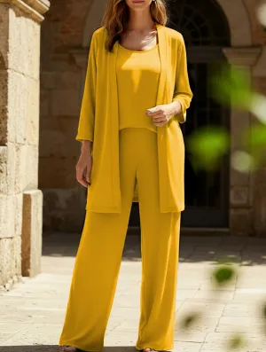 Round neck sleeveless vest wide-leg pants suit Seamless construction Premium Look
