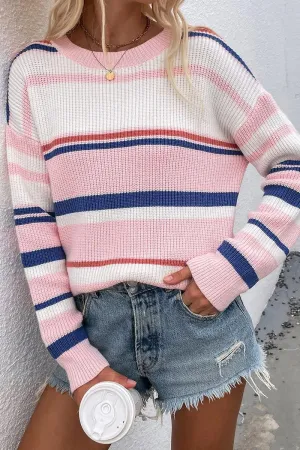 Versatile Design ROUND NECK STRIPED SWEATER