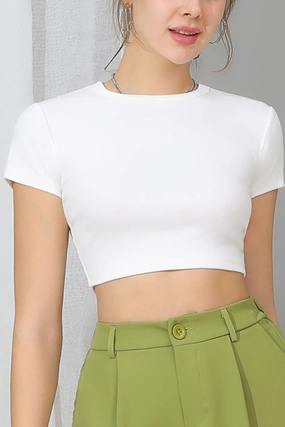 NonSlip Grip Tape Anti Static Cloth Blend ROUND CREW NECK SHORT SLEEVE CROP TOP