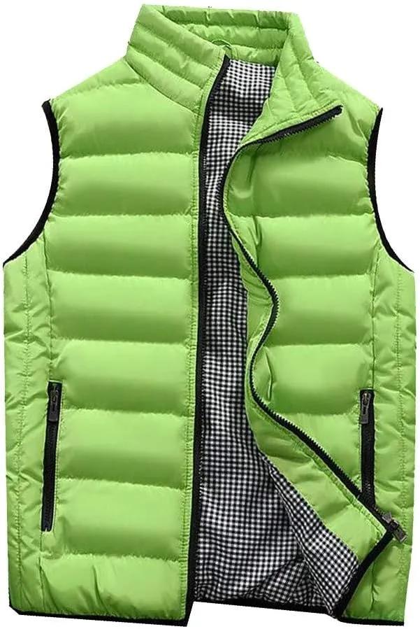 RTRDE Men's Puffer Vest Sleeveless Jacket Bubble Zipper Winter Outdoor Warm Water-Resistant Coat Vests Outerwear, S-5XL