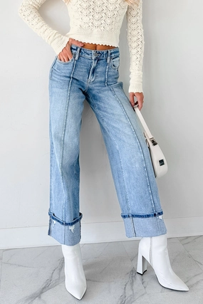 Casual Blouse Isla Mid Rise Cuffed Wide Leg Hidden Jeans (Medium)