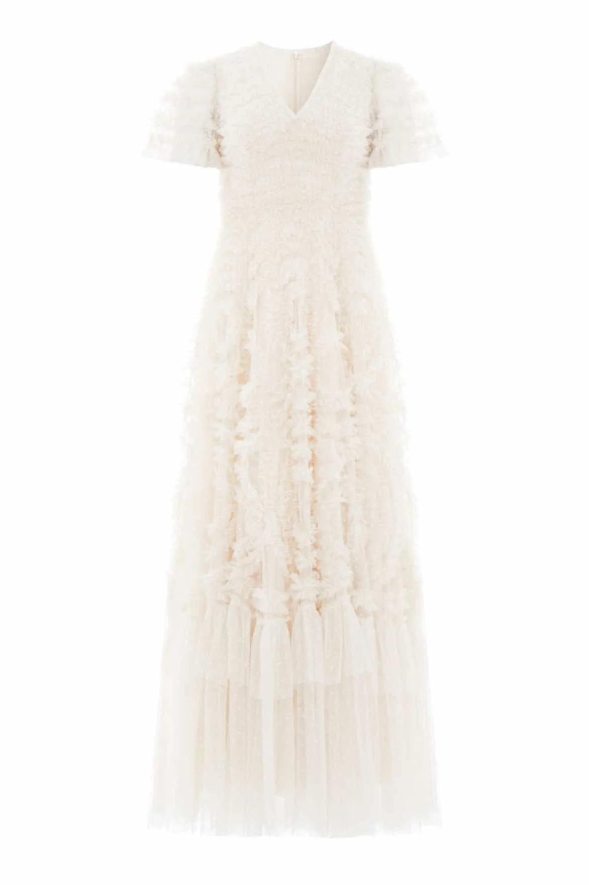 Verity Ruffle V-Neck Gown Weekend Ready Cozy Comfort