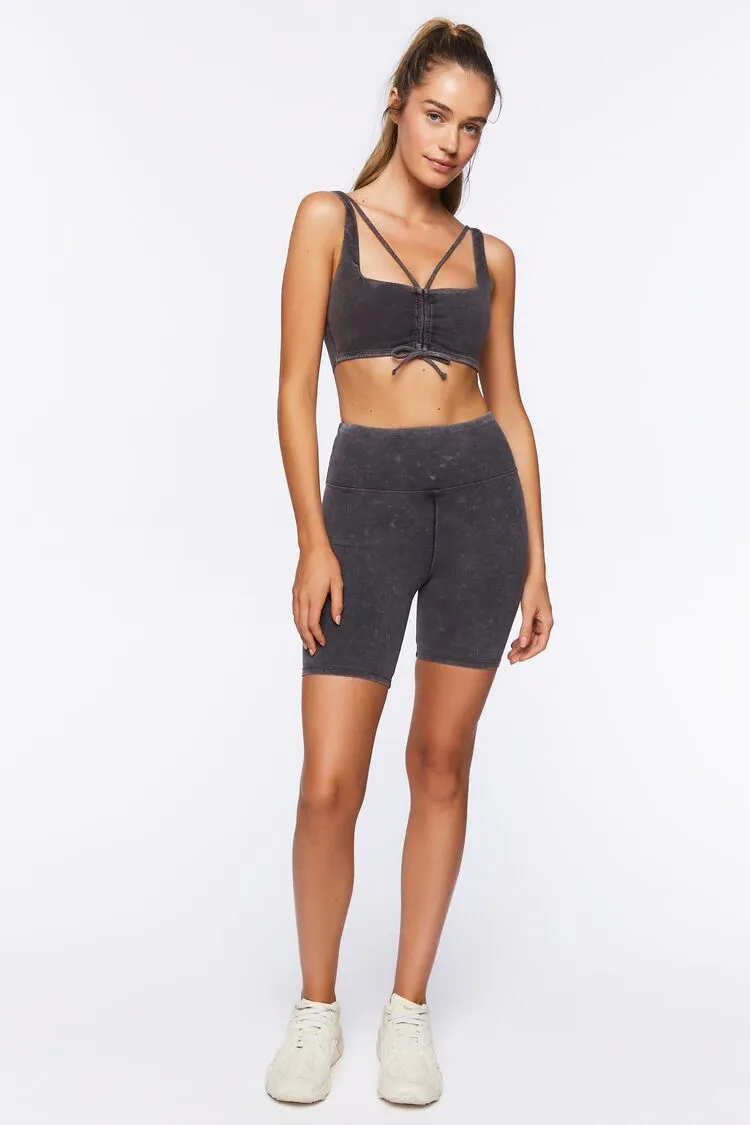 Ruched Drawstring Sports Bra