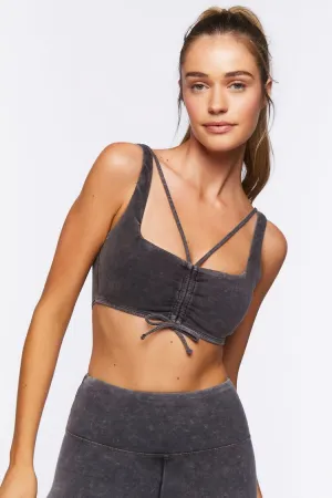 Ruched Drawstring Sports Bra