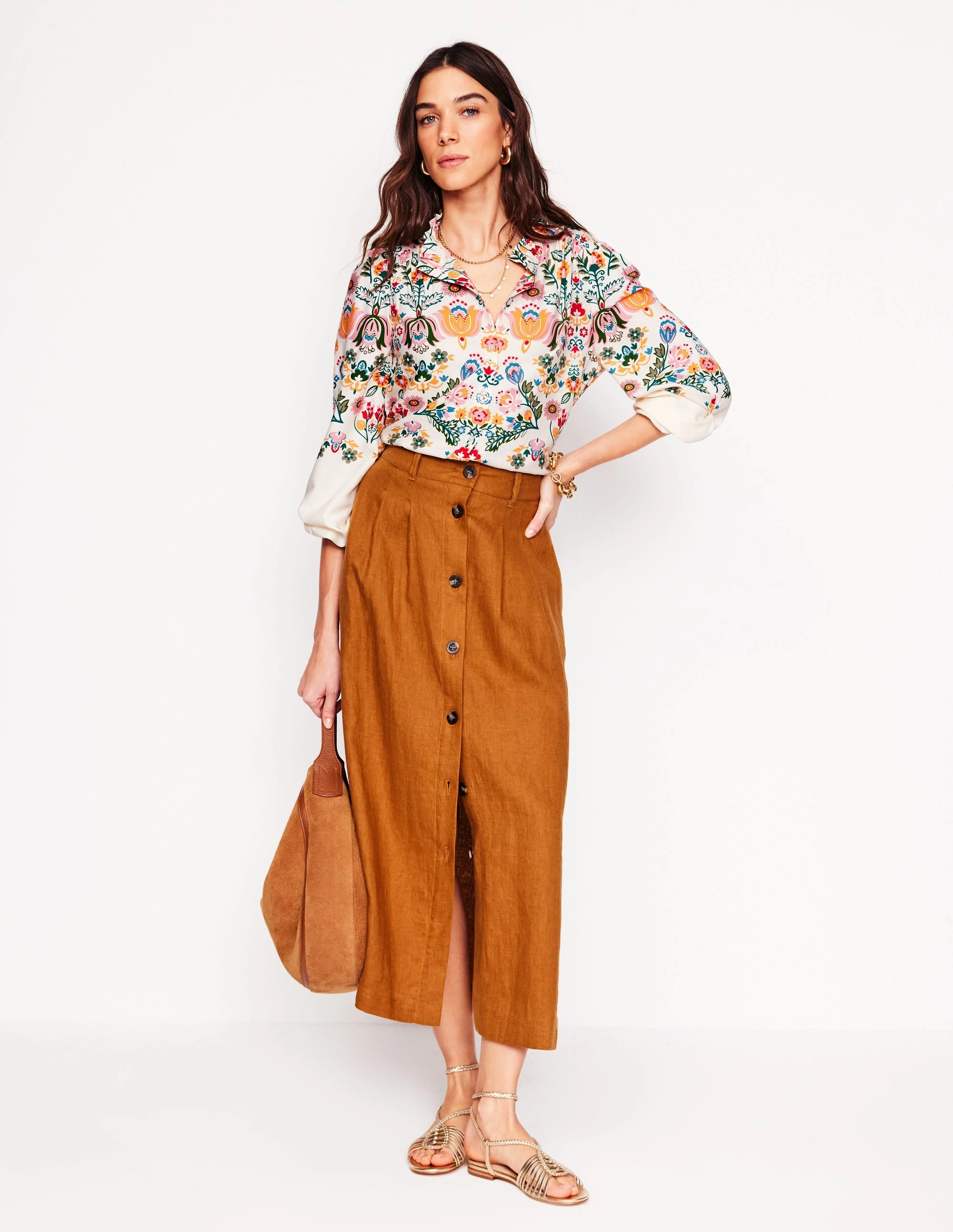 Quick Release Buttons Ruffle Collar Blouse-Ivory, Tulip Fusion