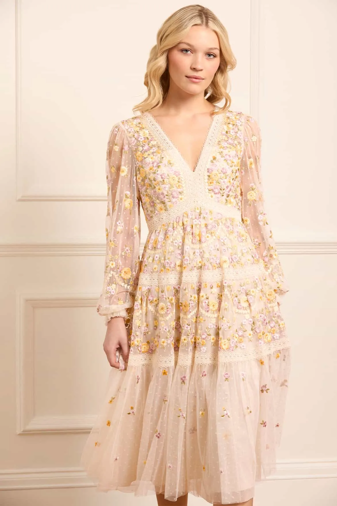 Garland Ribbon Midaxi Dress Classic Touch Lounge Mode