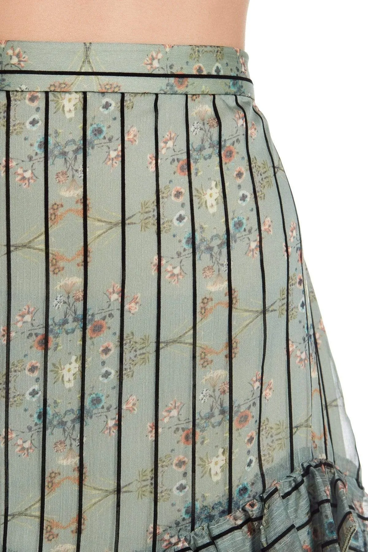 Ruffled Skirt - Wellington Stripe Mix Texture Mid Rise