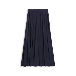 Ruching Details Seamless Finish Aspect Navy Corduroy Midi Crinkle Pleated Skirt WB4CPT7064M