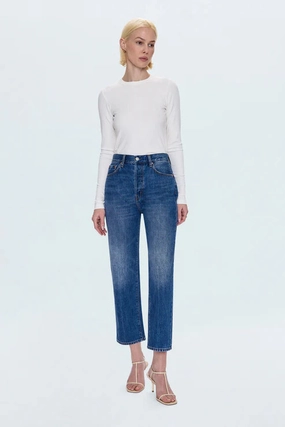 Flexible Waist Pistola Cassie Crop Super High Rise Straight Jean in Fairview