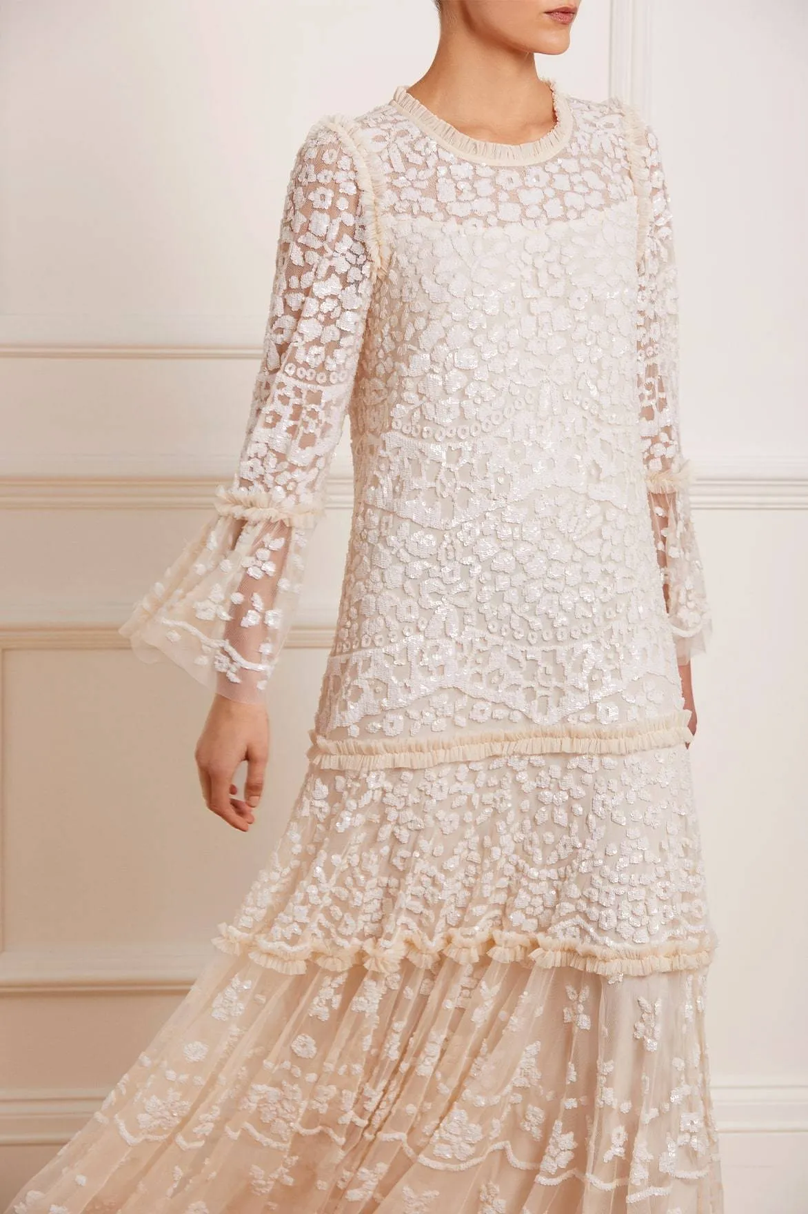 Annie Sequin Tiered Ankle Gown Perfect Fit